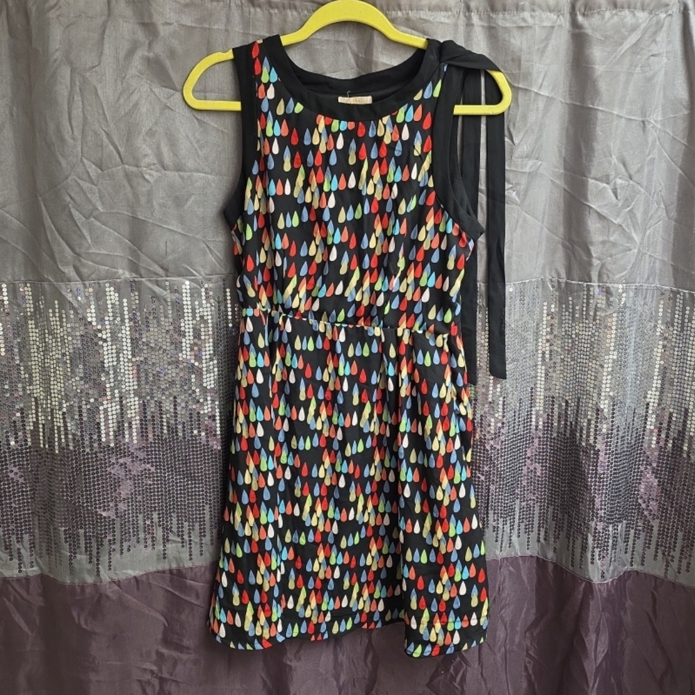 Tulle Black Multicolor Raindrop Midi Dress